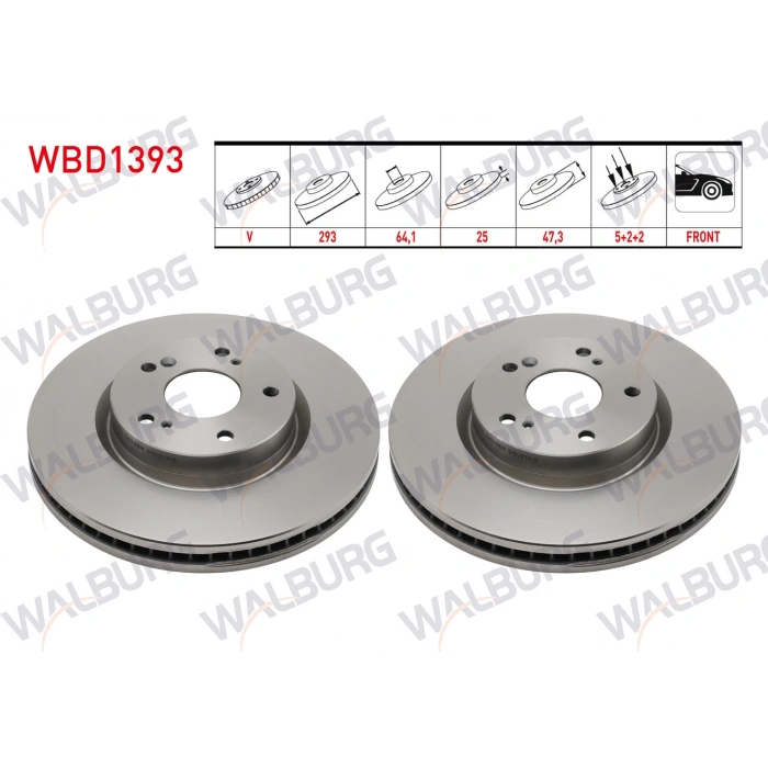 FREN DISKI ON HAVALI 5 BJN 293X25X64X47,1 HONDA CIVIC IX 1.6 I-DTEC 16 JANT 2012-2016