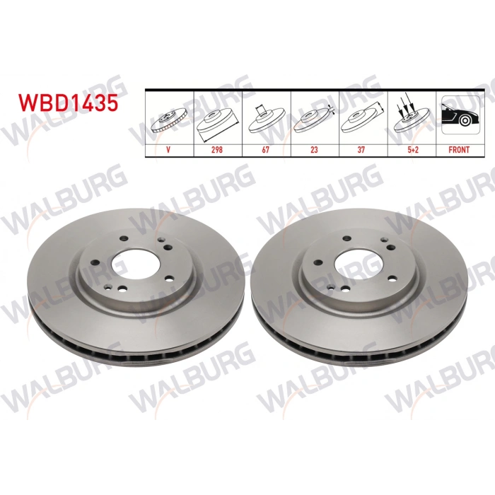 FREN DISKI ON HAVALI PERFORMANS DELIKLI 5 BJN 298X23X67X37 SSANGYONG TIVOLI 1.6 - 1.6 XDI 2015- / XLV 1.6 - 1.6 D 2016-