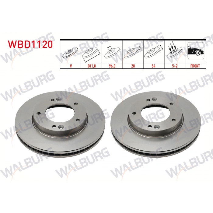 FREN DISKI ON HAVALI KAPLAMALI PERFORMANS DELIKLI 5 BJN 301,8X28X96,3X54 KIA SORENTO I (JC) 2.5 CRDI 2002-2009 / SORENTO I (JC) 2.4i 2002-2009