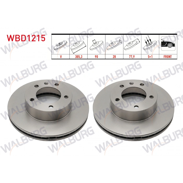 FREN DISKI ON HAVALI 5 BJN 305,3X28X90X77,9 RENAULT MASTER II 1.9 DCI - 1.9 DTI - 2.5 DCI 16 JANT 1998-2010 / OPEL MOVANO A 2.5 D 16 JANT 2001-2010