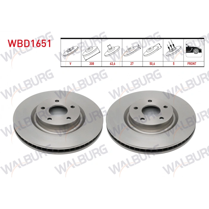 FREN DISKI ON HAVALI 5 BJN 308X27X63,6X50,6 FORD FOCUS IV 2018- / KUGA III 2019-
