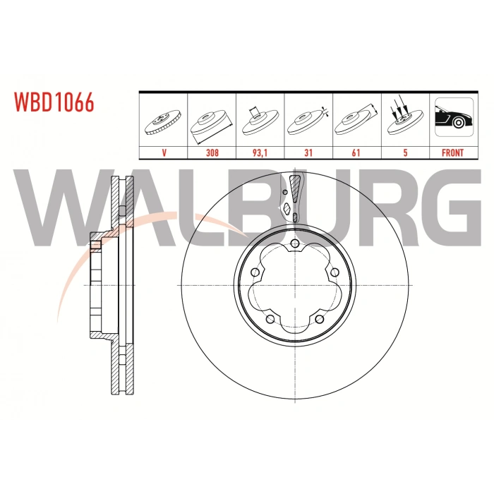 FREN DISKI ON HAVALI PERFORMANS DELIKLI 5 BJN 308X31X93,1X61 FORD TRANSIT (V363) 2.2 TDCI CIFT TEKER 2014-