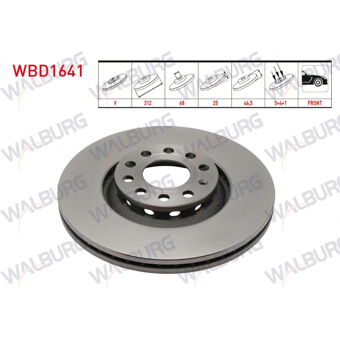 FREN DISKI ON HAVALI 5 BJN 312X25X68X46,5 AUDI A4 B6 2000-2004/A4 B7 2004-2008/A6 C5 1997-2005/SEAT EXEO 2009-2013 / SKODA SUPERB 2001-2008/VW PASSAT B5 1996-2005