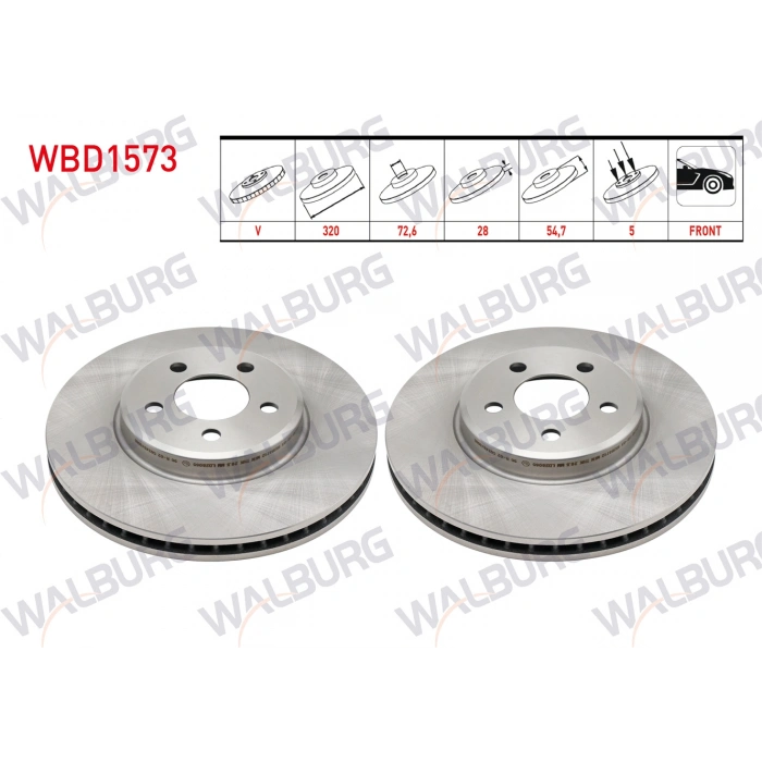 FREN DISKI ON HAVALI PERFORMANS DELIKLI 5 BJN 320X28X72,6X54,7 CHRYSLER 300C (LX) 2.7 - 3.0 CRD - 3.5 2004-2011