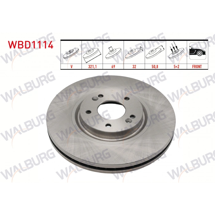 FREN DISKI ON HAVALI 5 BJN 321,1X32X69X50,8 HYUNDAI IX55 3.0 CRDI 2010-