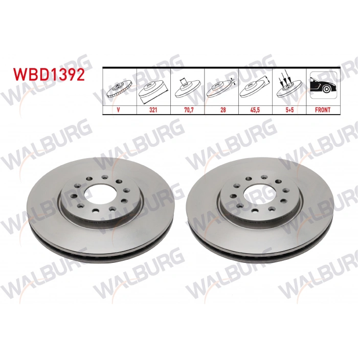 FREN DISKI ON HAVALI 5 BJN 321X28X70,7X45,5 OPEL INSIGNIA B (Z18) 1.6 CDTI 17 JANT 2017- / OPEL INSIGNIA B (Z18) 2.0 CDTI 2017-