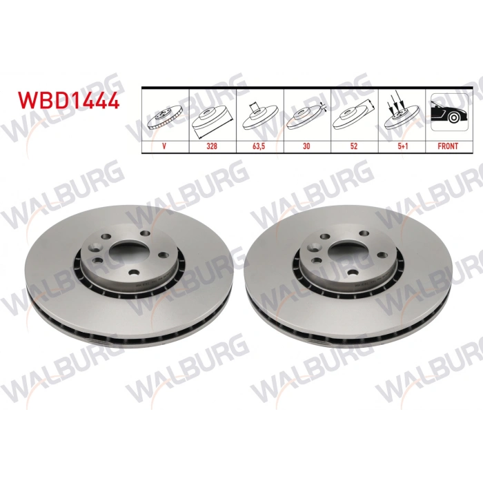 FREN DISKI ON HAVALI 5 BJN 328X30X63,5X52 VOLVO XC60 D3 - D4 - D5 - 2.4 D 2008-2017