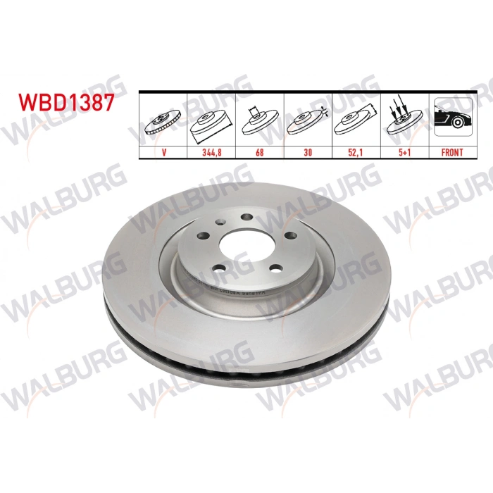 FREN DISKI ON HAVALI 5 BJN 344,8X30X68X52,1 A4 2.0 TDI-2.0TFSI-1.8 TFSI 2007-2015/A5 1.8 TFSI-2.0 TDI-2.0 TFSI 2007-2017/A6 2.0 TDI-2.0 TFSI 2010-/Q5 2.0 TDI 2008-/PORSCHE MACAN 2.0 2014-