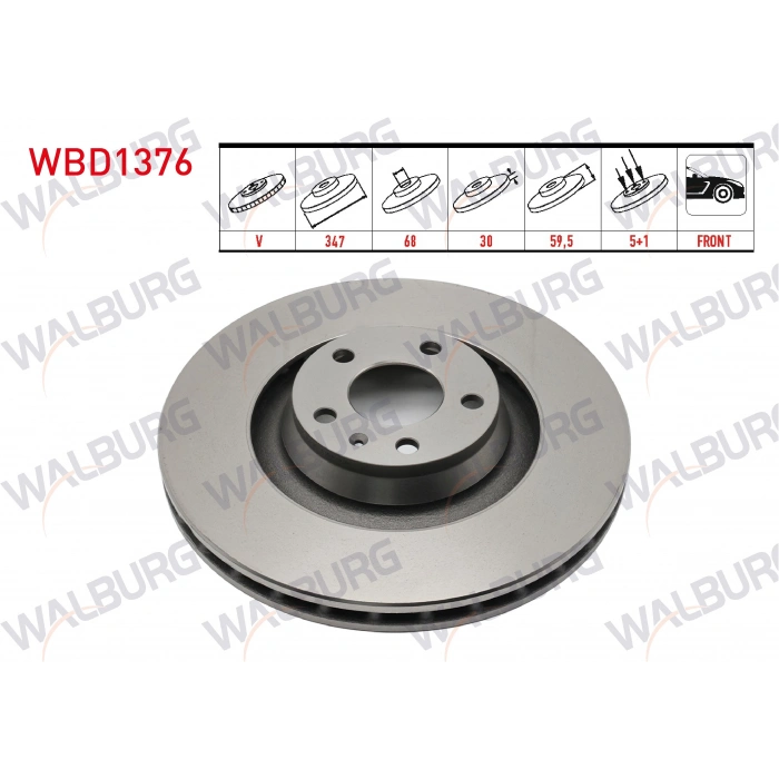 FREN DISKI ON HAVALI 5 BJN 347X30X68X59,50 AUDI A6 2.0 TDI -2.7 TDI- 3.0 TDI- 2.0 TFSI-2.4 -3.0 TFSI-3.2 FSI- 4.2 2004-2011