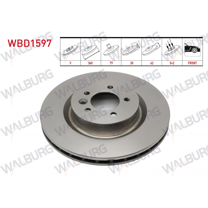 FREN DISKI ON HAVALI 5 BJN 360X30X79X62 LAND ROVER DISCOVERY V 2016-/ RANGE ROVER IV (LG) 2013-/ RANGE ROVER SPORT (LW) 2013-