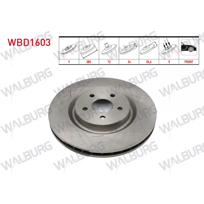 FREN DISKI ON HAVALI PERFORMANS DELIKLI 5 BJN 380X34X72X54,6 JEEP GRAND CHEROKEE IV (WK,WK2) 3.0 CRD - 3.6 V6 2010-