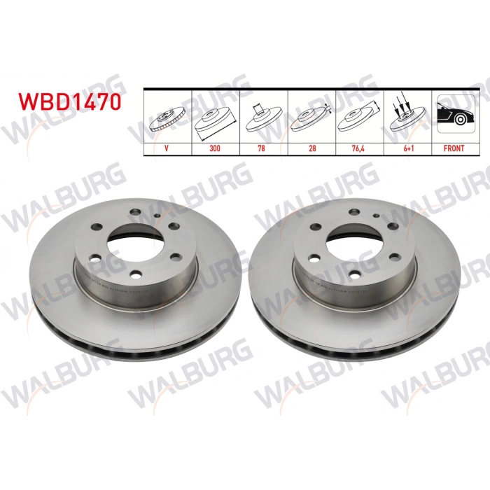 FREN DISKI ON HAVALI KAPLAMALI PERFORMANS DELIKLI 6 BJN 300X28X78X76,4 IVECO DAILY IV (35S11–35S13-35S15–35S18) 2.3 D 2006-2011