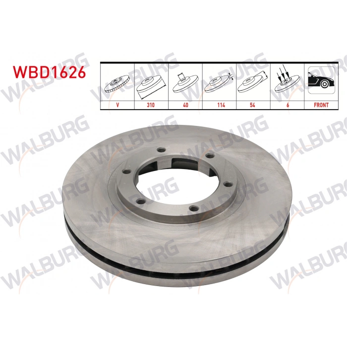 FREN DISKI ON HAVALI KAPLAMALI PERFORMANS DELIKLI 6 BJN 310X40X114X53,8 MITSUBISHI CANTER (FE5, FE6) EURO 5 2012-