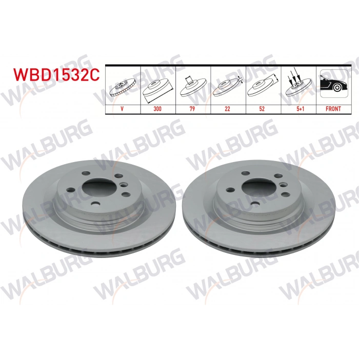 FREN DISKI ON HAVALI KAPLAMALI BMW 3 SERISI (E46) 320 D 5 BJN 300X22X79X52 1998-2005