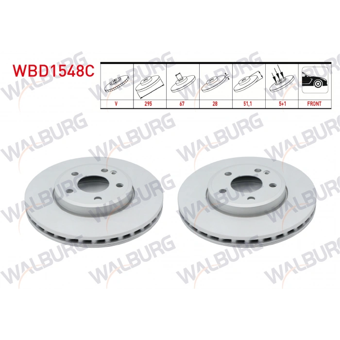 FREN DISKI ON HAVALI KAPLAMALI MERCEDES A SERISI (W176) A 220 CDI 5 BJN 295X28X67X51,1 2012-