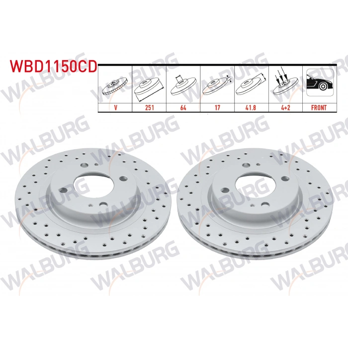 FREN DISKI ON HAVALI KAPLAMALI PERFORMANS DELIKLI 4 BJN 251X17X64X41,8 MITSUBISHI ATTRAGE (A10_) 1.2 2014- / SPACE STAR VI (A0_A) 1.2 2012-