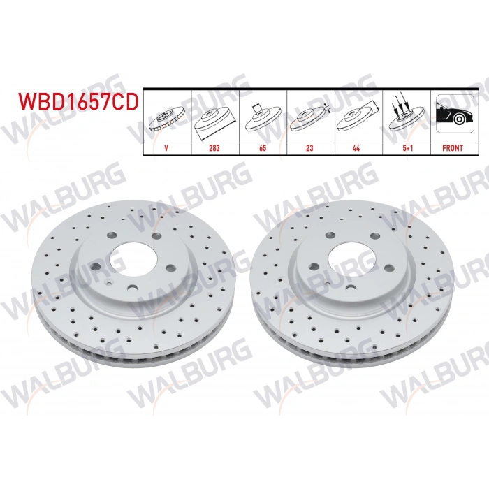 FREN DISKI ON HAVALI KAPLAMALI PERFORMANS DELIKLI 5 BJN 283X23X65X44 CHERY TIGGO 7 PRO 2017- / 8 PRO 2022- / OMODA 5 2023 / CHANCE 2010-2014