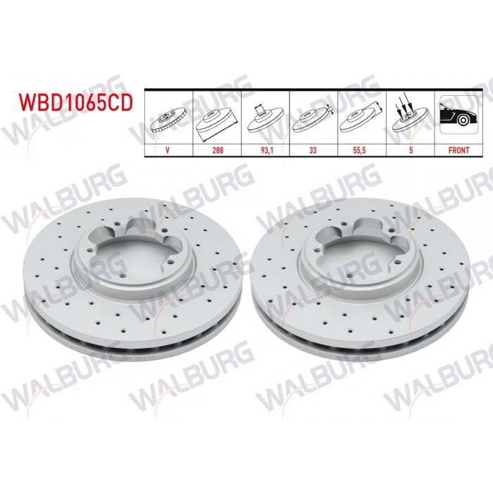 FREN DISKI ON HAVALI KAPLAMALI PERFORMANS DELIKLI 5 BJN 288X33X93,1X55,5 FORD TRANSIT CUSTOM (V362) 2.2 TDCI 2012-