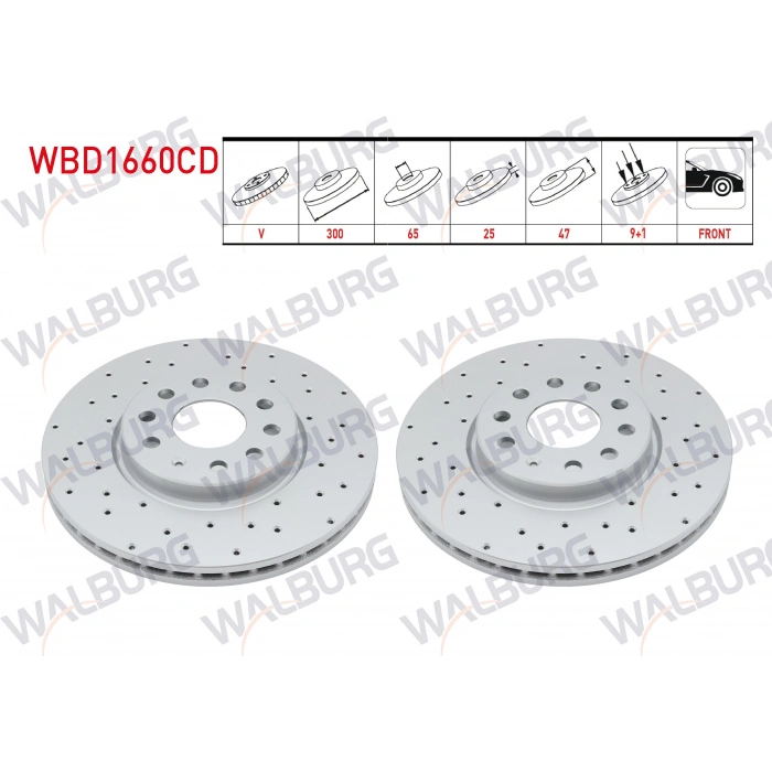 FREN DISKI ON HAVALI KAPLAMALI PERFORMANS DELIKLI 5 BJN 300X25X65X47 MG ZS SUV EV (CSA7001) 2019-