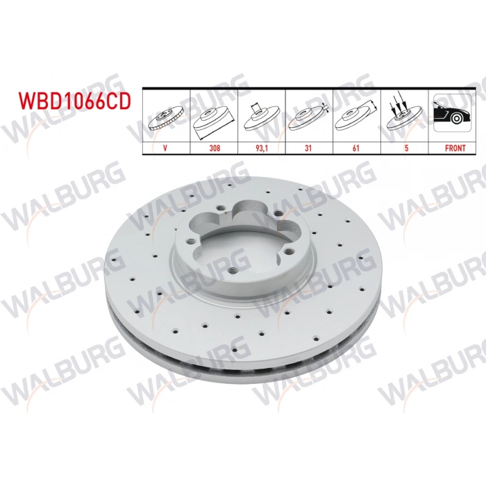 FREN DISKI ON HAVALI KAPLAMALI PERFORMANS DELIKLI 5 BJN 308X31X93,1X61 FORD TRANSIT (V363) 2.2 TDCI CIFT TEKER 2014-