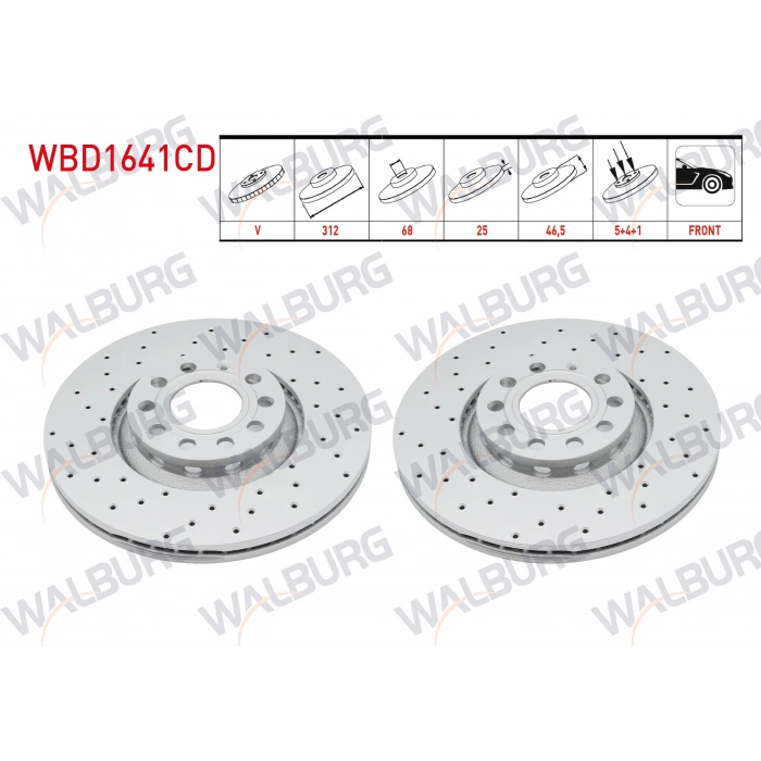 FREN DISKI ON HAVALI KAPLAMALI PERFORMANS DELIKLI 5 BJN 312X25X68X46,5 AUDI A4 B6 2000-2004/A4 B7 2004-2008/A6 C5 1997-2005/SEAT EXEO 2009-2013 / SKODA SUPERB 2001-2008/VW PASSAT B5 1996-2005