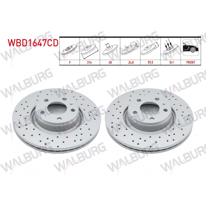 FREN DISKI ON HAVALI KAPLAMALI PERFORMANS DELIKLI 5 BJN 314X24,8X68X59,5 AUDI A6 2004-2011
