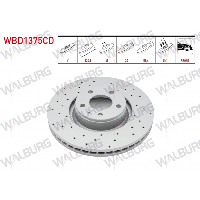 FREN DISKI ON HAVALI KAPLAMALI PERFORMANS DELIKLI 5 BJN 320,80X30X68X59,40 AUDI A6 2.0 TDI - 2.7 TDI- 3.0 TDI -2.0 TFSI-2.4- 3.0 TFSI -3.2 FSI -4.2 2004-2011