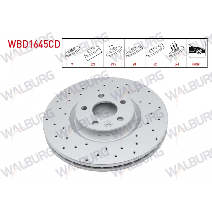 FREN DISKI ON HAVALI KAPLAMALI PERFORMANS DELIKLI 5 BJN 324X28X63.5X52 VOLVO XC60 I 2008-2017