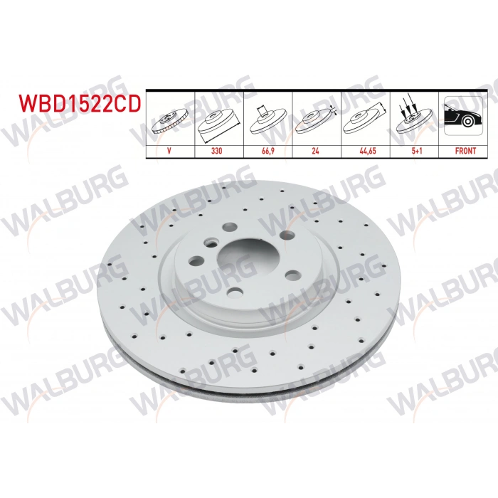 FREN DISKI ON HAVALI KAPLAMALI PERFORMANS DELIKLI 5 BJN 330X24X66,9X45,4 BMW X1 (F48) 2.0 D - 2.0i 2014- / 2 SERISI (F45) 220 D 2014-