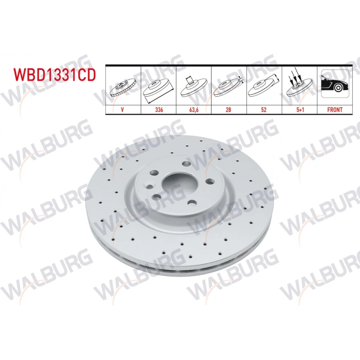 FREN DISKI ON HAVALI KAPLAMALI PERFORMANS DELIKLI 5 BJN 336X28X63,6X52 VOLVO S60 II T3-T4-T5-D3-D5 18-19 JANT 2010-/S80 II D3-5-T5-6 2006-/V60 T6-5-D5-3 2010-/V70 III 2006-/XC70 II D3-5 2007-