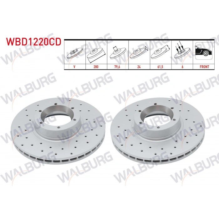 FREN DISKI ON HAVALI KAPLAMALI PERFORMANS DELIKLI 6 BJN 280X24X79,6X61,5 RENAULT MASTER II 1.9 DCI - 2.5 DCI 1998-2010 / OPEL MOVANO A 1.9 DTI - 2.5 DTI 2001-2010