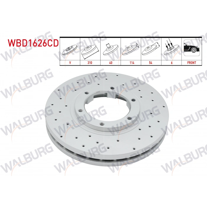 FREN DISKI ON HAVALI KAPLAMALI PERFORMANS DELIKLI 6 BJN 310X40X114X53,8 MITSUBISHI CANTER (FE5, FE6) EURO 5 2012-