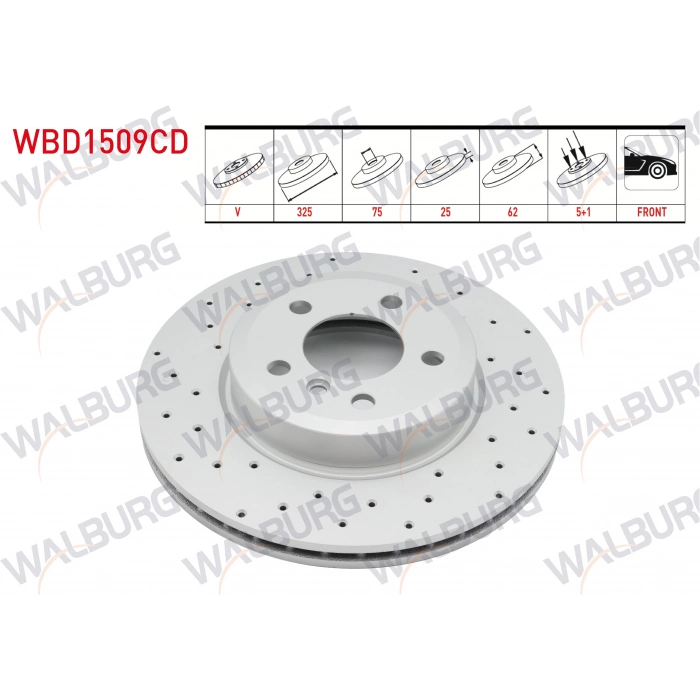 FREN DISKI ON HAVALI KAPLAMALI PERFORMANS DELIKLI BMW X3 (E83) 2.0 D 5 BJN 325X25X75X62 2004-2010