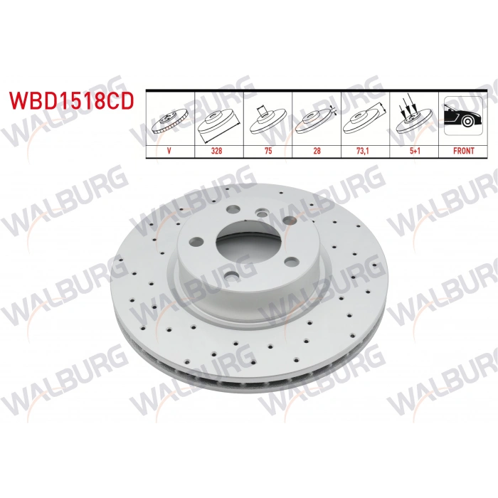 FREN DISKI ON HAVALI KAPLAMALI PERFORMANS DELIKLI BMW X3 (F25) xDrive 2.0 D 5 BJN 328X28X75X73,1 2010-