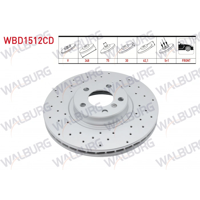 FREN DISKI ON HAVALI KAPLAMALI PERFORMANS DELIKLI BMW X5 (E70) 3.0 D 5 BJN 348X30X75X62,1 2007-2012