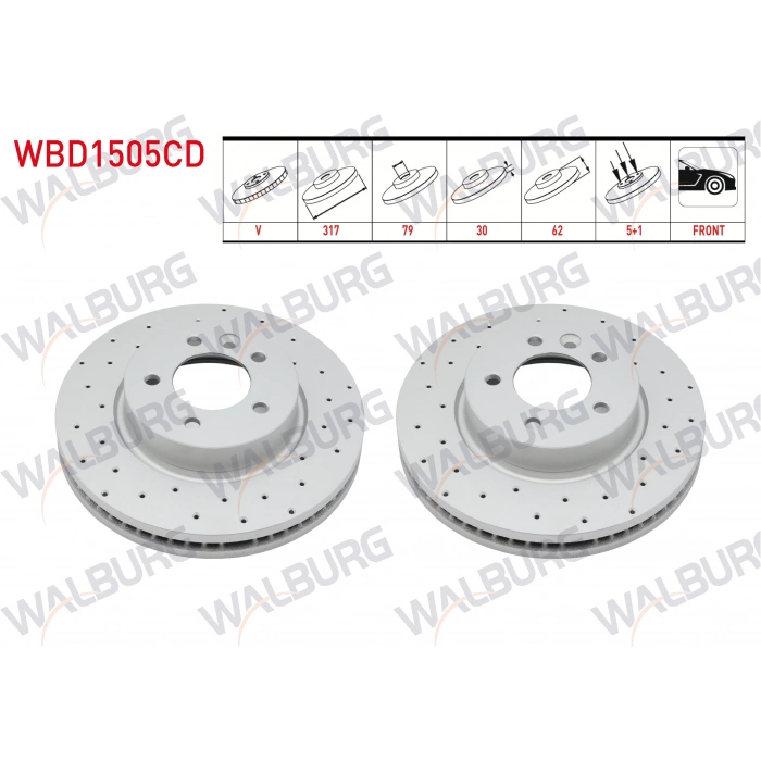 FREN DISKI ON HAVALI KAPLAMALI PERFORMANS DELIKLI LAND ROVER DISCOVERY III (TAA) 2.7 V6 TDI 5 BJN 317X30X79X62 2004-2010