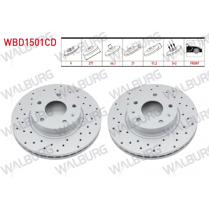 FREN DISKI ON HAVALI KAPLAMALI PERFORMANS DELIKLI LAND ROVER FREELANDER (LN) 2.0 TD4 5 BJN 277X21X66,1X51,2 1998-2007