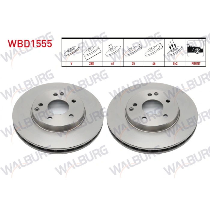 FREN DISKI ON HAVALI MERCEDES C SERISI (W202) C 250 TD 5 BJN 288X25X67X46 1993-2000