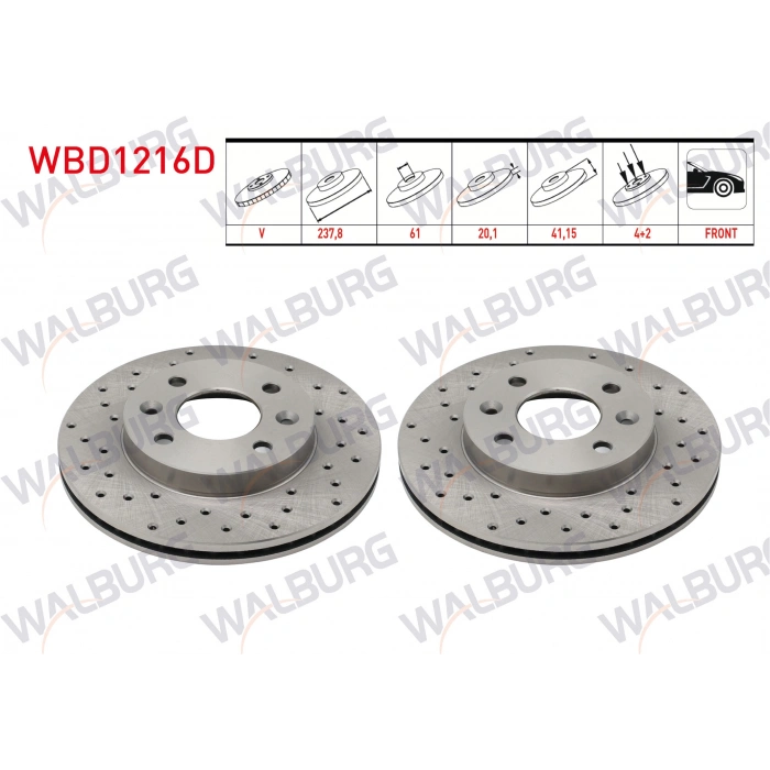 FREN DISKI ON HAVALI PERFORMANS DELIKLI 4 BJN 237,8X20,1X61X41,15 KANGOO 1.5 DCI 1998-2008/CLIO II 1.2i - 1.4i - 1.6i 1998-2005/SYMBOL II 1.4 - 1.5 DCI 2008-2012/MEGANE I 1.4 16v 1996-2003/R 19 1.6
