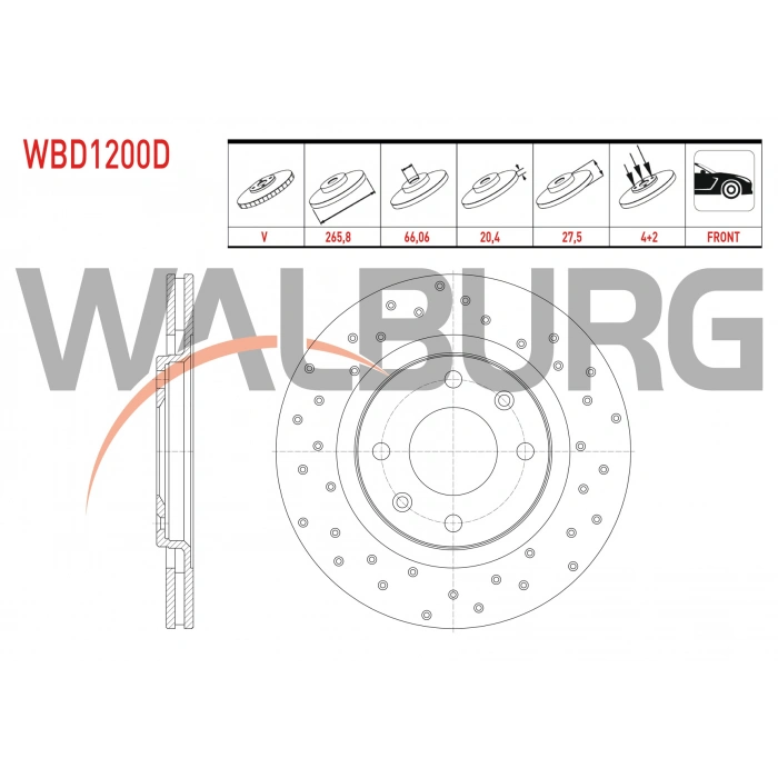 FREN DISKI ON HAVALI PERFORMANS DELIKLI 4 BJN 265,8X20,4X66,06X27,5 PARTNER 1.9 D-2.0 HDI 1996-2008/BERLINGO 1.6i -1.9 D 1996-2008/206 1.6 HDI-1.6i 16v-2.0i 1998-2006/XSARA 1.4-1.6 1997-2005/306 1.4i-