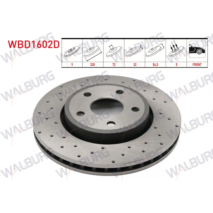 FREN DISKI ON HAVALI PERFORMANS DELIKLI 5 BJN 17 JANT 330X32X72X54,5 JEEP GRAND CHEROKEE IV (WK,WK2) 3.0 CRD - 3.6 V6 2010-