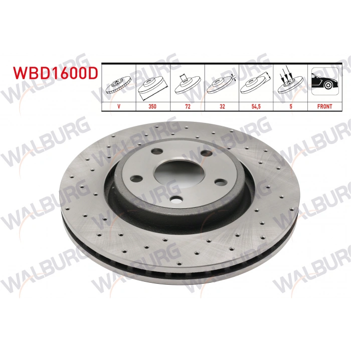 FREN DISKI ON HAVALI PERFORMANS DELIKLI 5 BJN 18 JANT 350X32X72X54,5 JEEP GRAND CHEROKEE IV (WK,WK2) 3.0 CRD - 3.6 V6 2010-