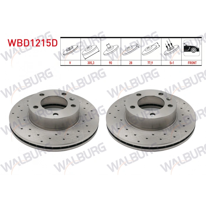 FREN DISKI ON HAVALI PERFORMANS DELIKLI 5 BJN 305,3X28X90X77,9 RENAULT MASTER II 1.9 DCI - 1.9 DTI - 2.5 DCI 16 JANT 1998-2010 / OPEL MOVANO A 2.5 D 16 JANT 2001-2010
