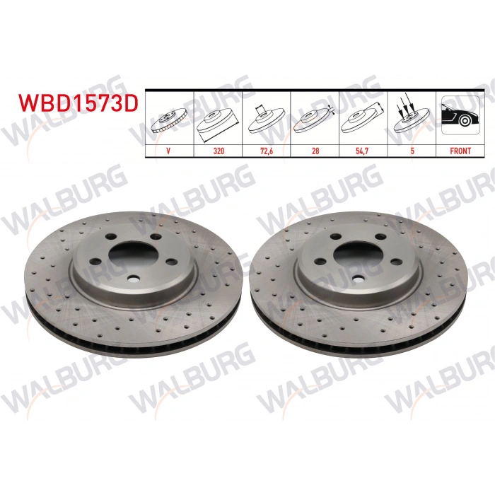 FREN DISKI ON HAVALI PERFORMANS DELIKLI 5 BJN 320X28X72,6X54,7 CHRYSLER 300C (LX) 2.7 - 3.0 CRD - 3.5 2004-2011