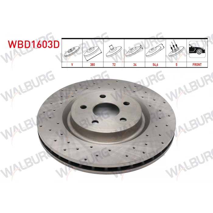 FREN DISKI ON HAVALI PERFORMANS DELIKLI 5 BJN 380X34X72X54,6 JEEP GRAND CHEROKEE IV (WK,WK2) 3.0 CRD - 3.6 V6 2010-