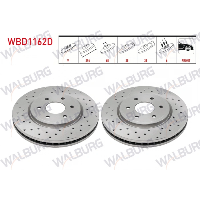 FREN DISKI ON HAVALI PERFORMANS DELIKLI 6 BJN 296X28X68X38 NISSAN NAVARA (D40) 2.5 DCI 2005-2015 / PATHFINDER (R51) 2.5 DCI 2005-