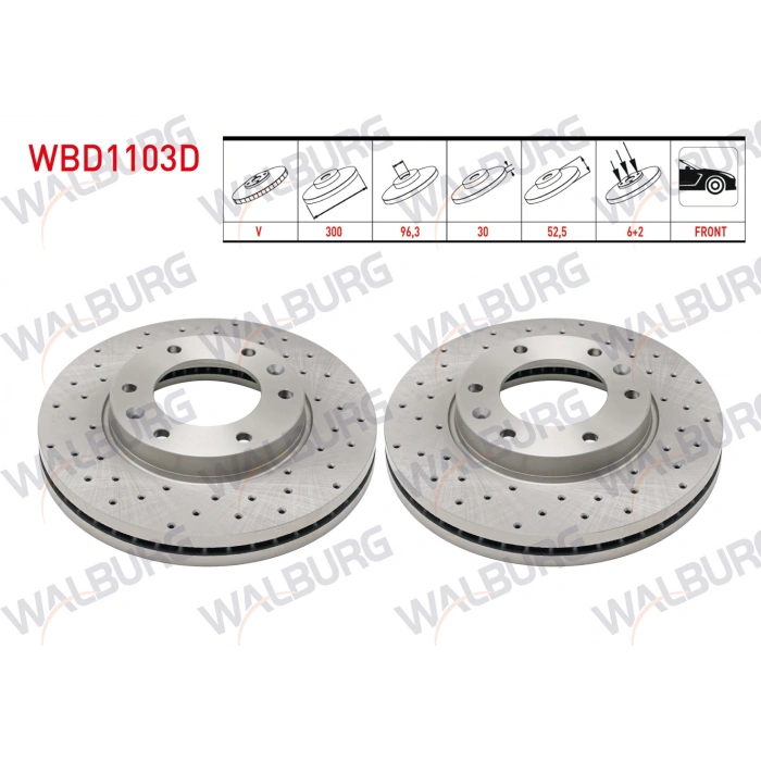 FREN DISKI ON HAVALI PERFORMANS DELIKLI 6 BJN 300X30X96,3X52,5 HYUNDAI H1 2.5 CRDI 2008-