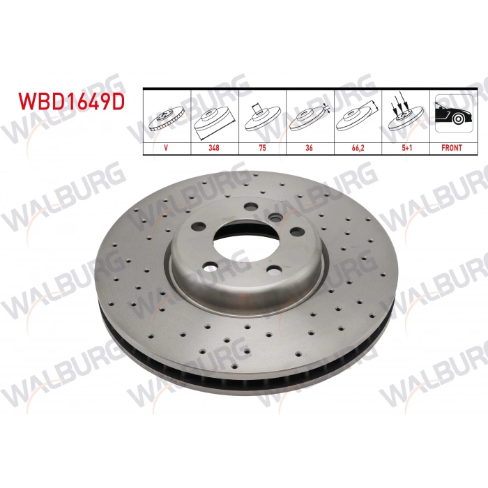 FREN DISKI ON SOL HAVALI PERFORMANS DELIKLI 5 BJN 348X36X75X66,2 BMW 5 SERISI (F10) 2010-2016 / 7 SERISI (F01) 2009-2015