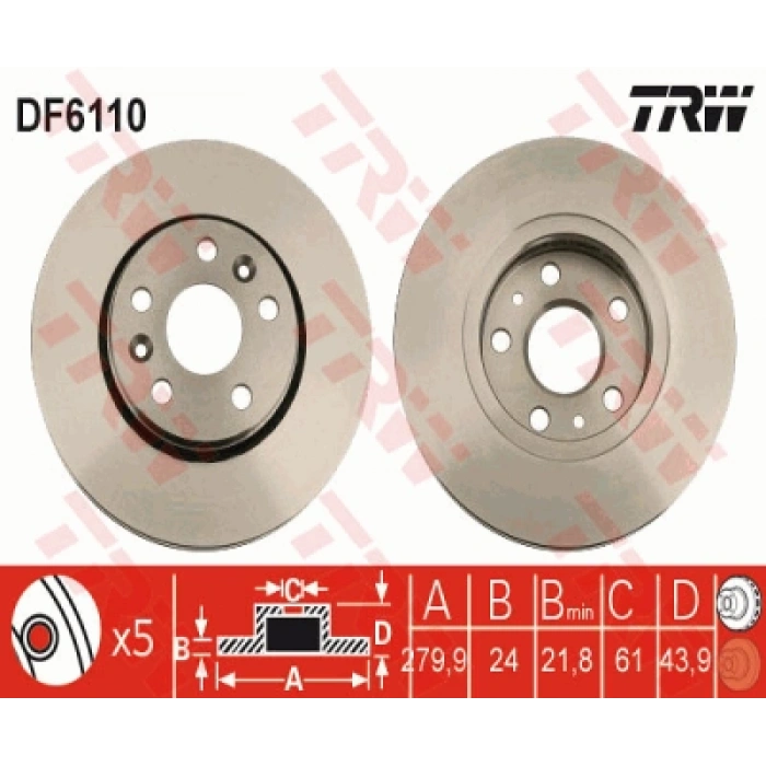 FREN DISKI ÖN TK 280MM(5 BIJON) KANGOO III-MERCEDES-BENZ/JITAN BM 08-