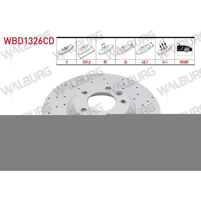 FREN DISKI SAG ON HAVALI KAPLAMALI PERFORMANS DELIKLI 5 BJN 359,80X36X85X68,7 VOLKSWAGEN TOUAREG (7P5) 3.0 TDI V6 - 3.0 TSI V6 2010-/PORSCHE CAYENNE 3.0 D - 3.0 S HYBRID - 3.6 S - 4.8 GTS - 4.8 TURBO